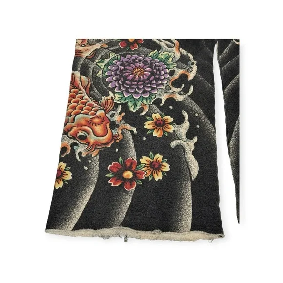 Rare: Y2K Lucky Brand ❀ Embroidered Asian Koi Butterfly Sweatpants ❀ Black ❀ L - Picture 12 of 16